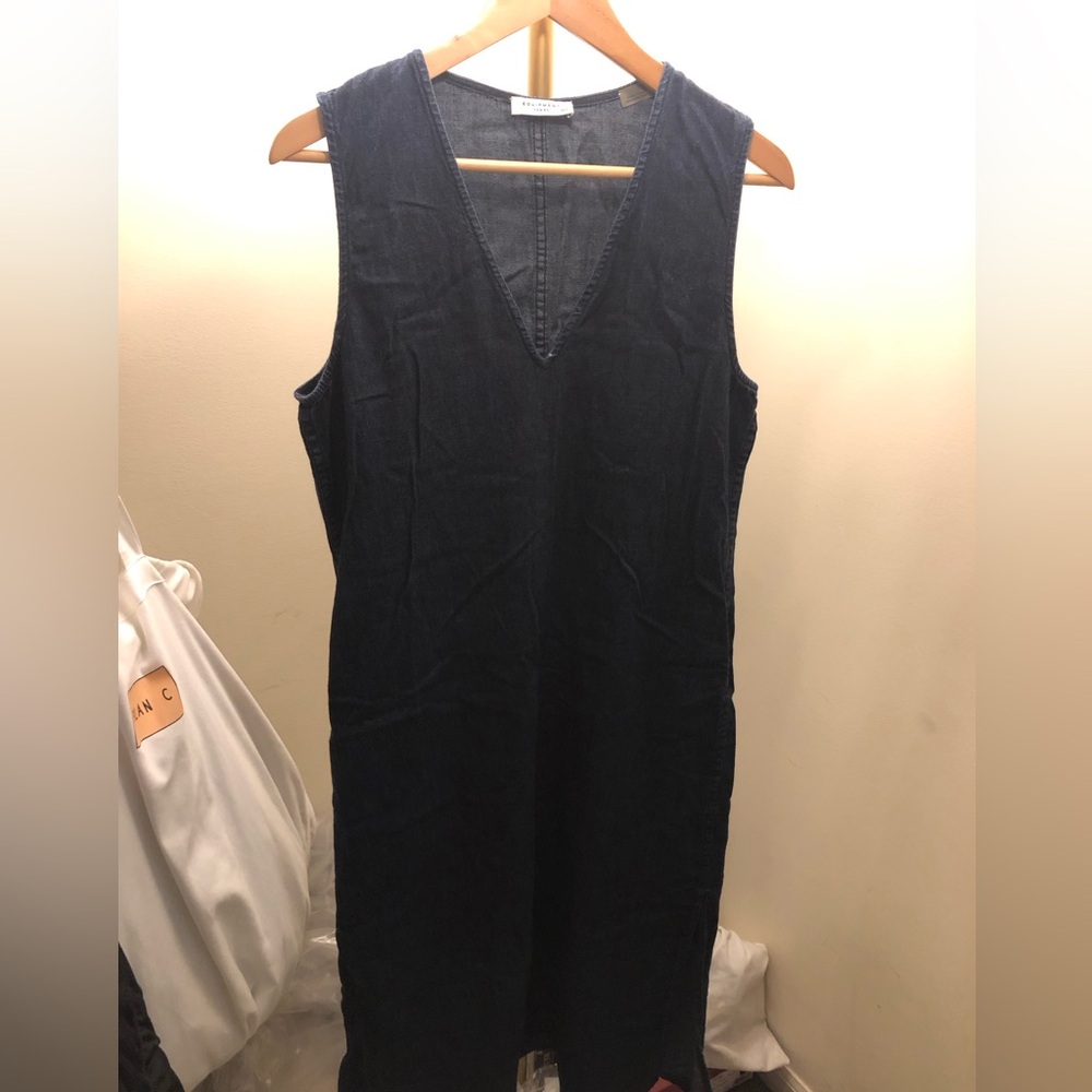 Equipment Denim Midi Dress V-Neck Sleeveless